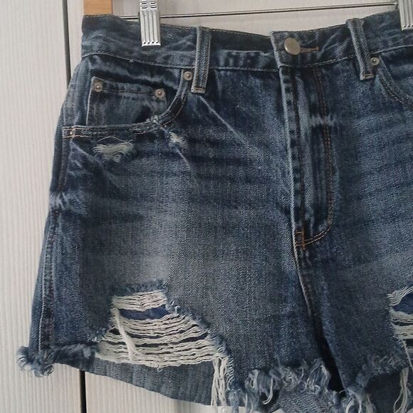 Blue Rival cut off rough hem distressed jean shorts  Sz 28 NWOT - Picture 3 of 9